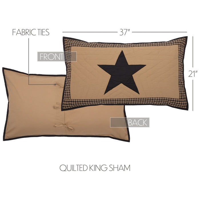 Black Check Star King Sham 21x37