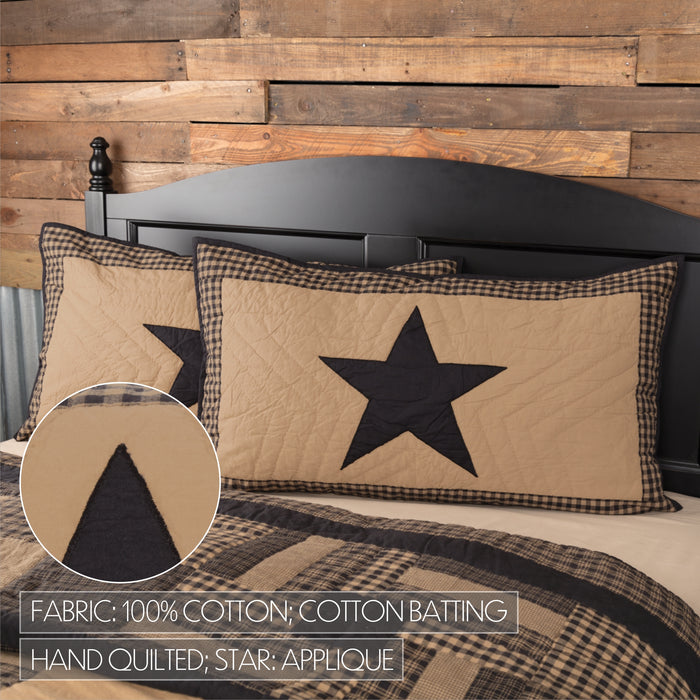 Black Check Star King Sham 21x37