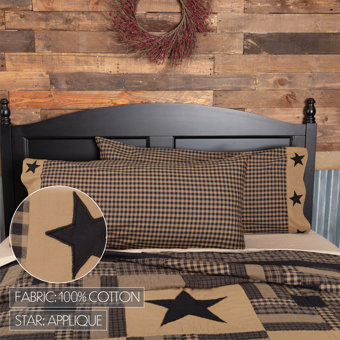 Black Check Star King Pillow Case Set of 2 21x40