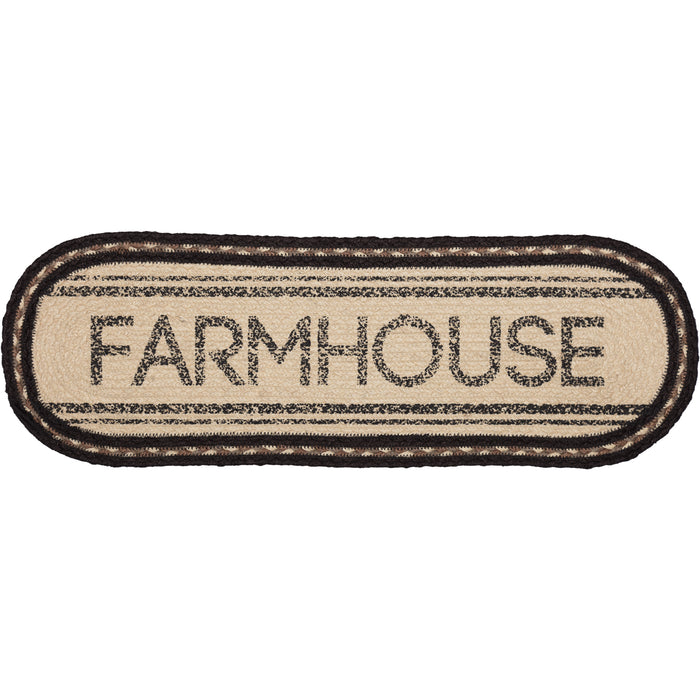 Sawyer Mill Charcoal Creme Farmhouse Jute Oval Runner 8x24