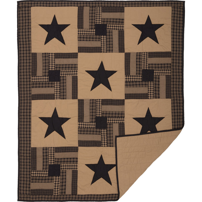 Black Check Star Quilted Throw 50x60