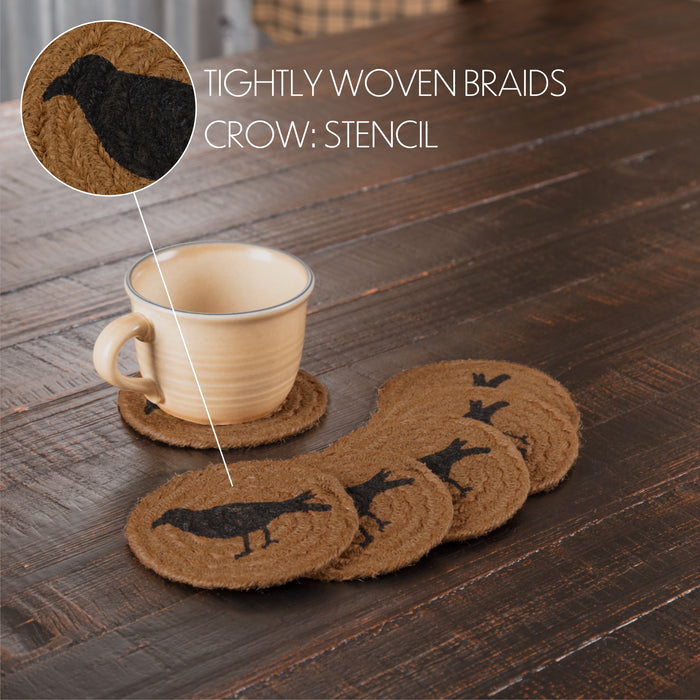 Heritage Farms Crow Jute Coaster Set of 6