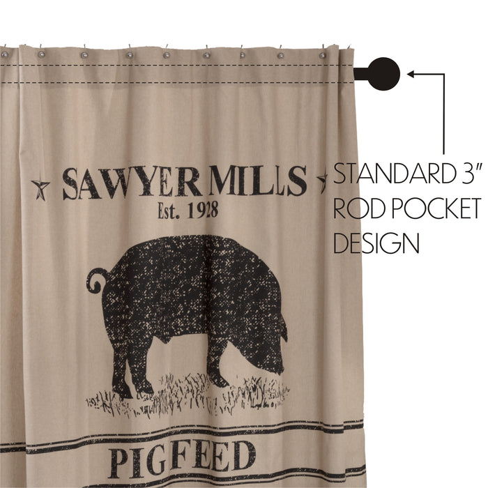 Sawyer Mill Charcoal Pig Shower Curtain 72x72