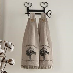 *2/Set Sawyer Mill Charcoal Windmill Button Loop Kitchen Towels