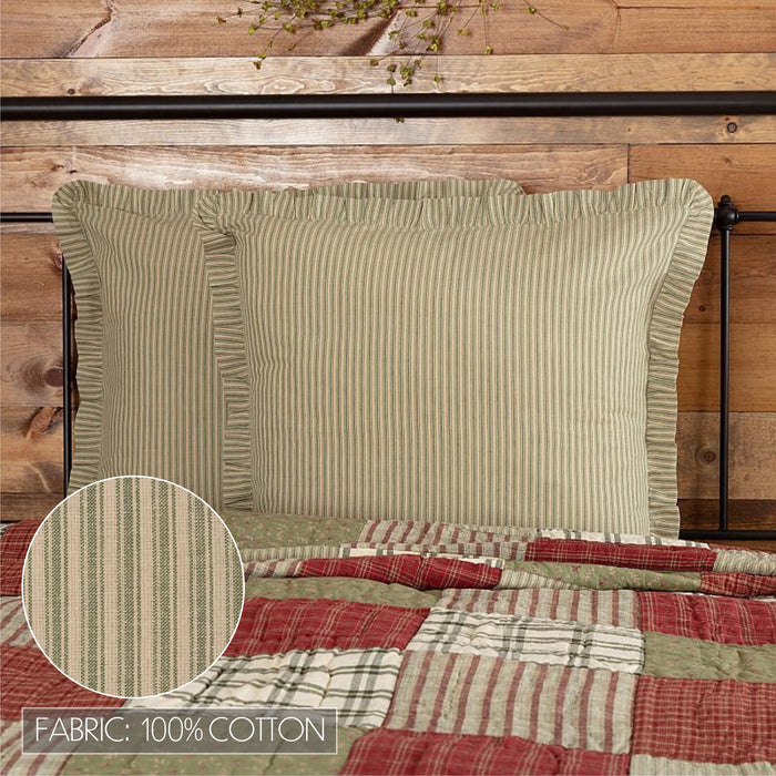 Prairie Winds Green Ticking Stripe Euro Sham 26x26