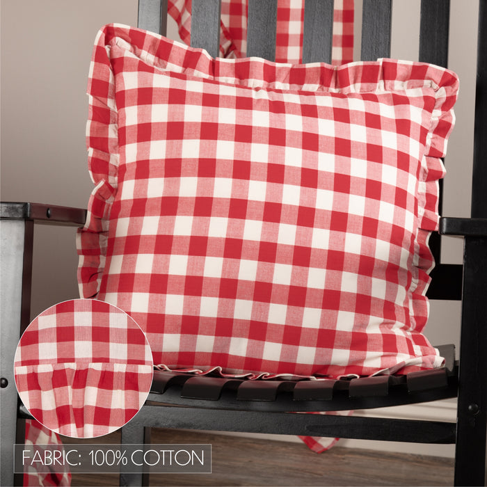 Annie Buffalo Red Check Ruffled Fabric Pillow 18x18