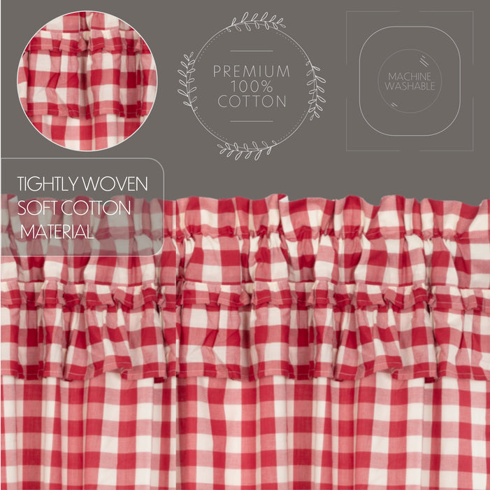 Annie Buffalo Red Check Ruffled Short Panel Set of 2 63x36