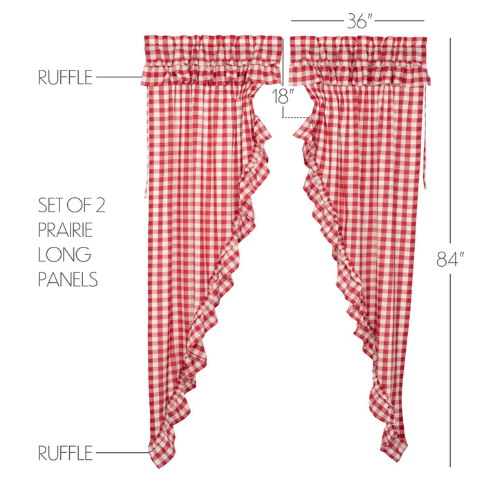 Annie Buffalo Red Check Ruffled Prairie Long Panel Set of 2 84x36x18