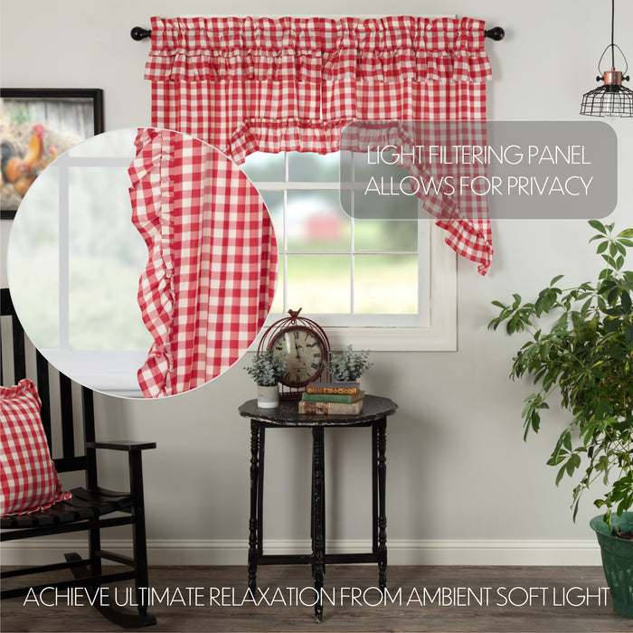 Annie Buffalo Red Check Ruffled Swag Set of 2 36x36x16