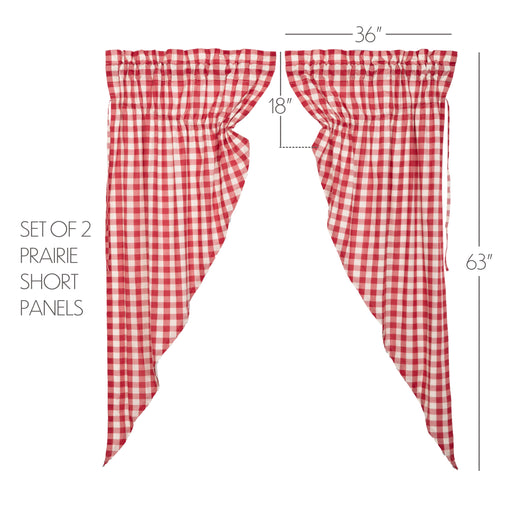 Annie Buffalo Red Check Prairie Short Panel Set of 2 63x36x18