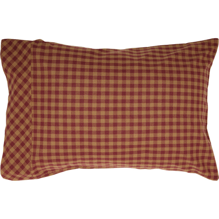 Burgundy Check Standard Pillow Case Set of 2 21x30