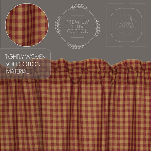 Burgundy Check Scalloped Valance 16x60