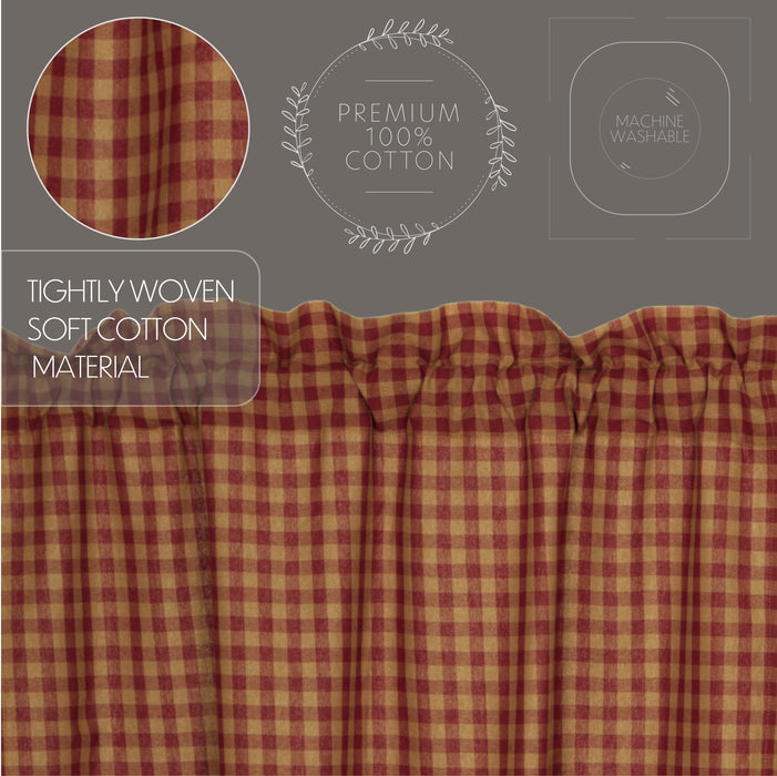 Burgundy Check Scalloped Valance 16x60