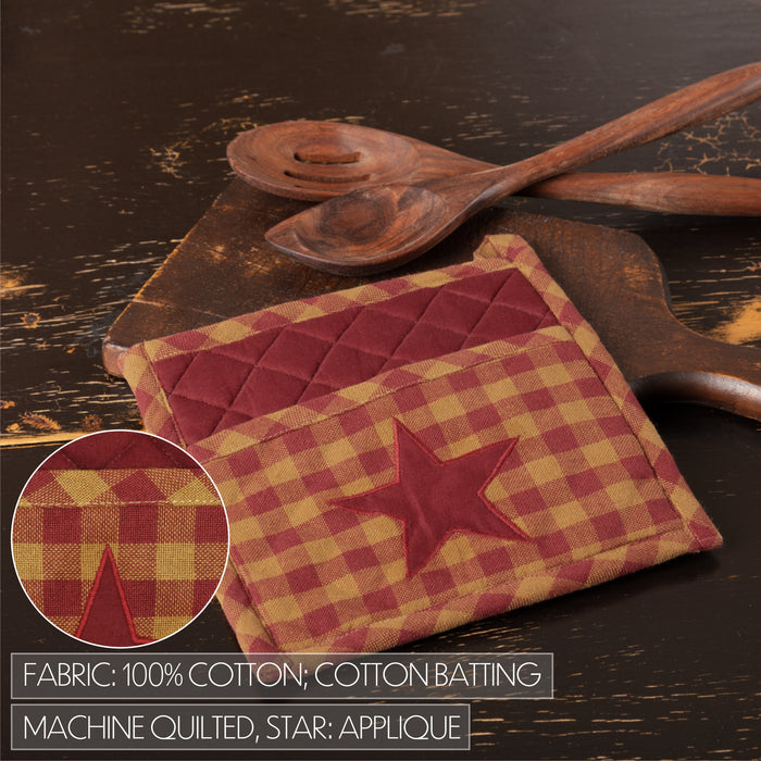 Burgundy Star Pot Holder 8x8