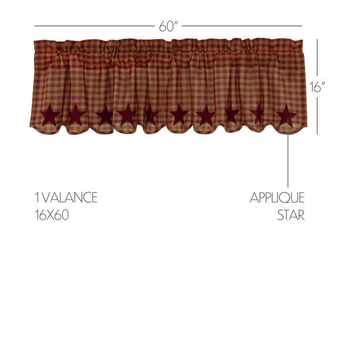 Burgundy Star Scalloped Valance 16x60