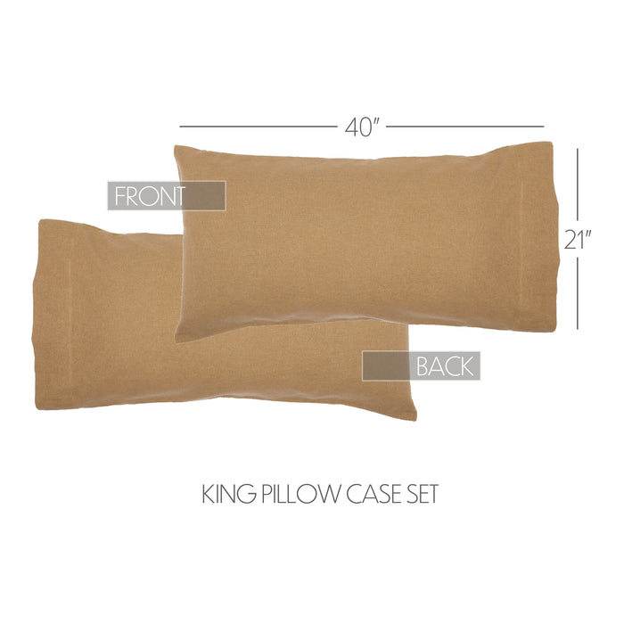 Burlap Natural King Pillow Case Set of 2 21x40