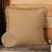 Burlap Natural Pillow w/ Fringed Ruffle 18x18