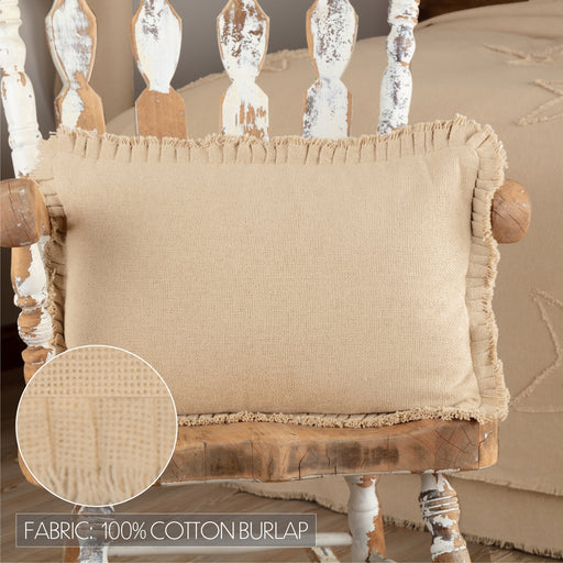 Burlap Vintage Pillow w/ Fringed Ruffle 14x22