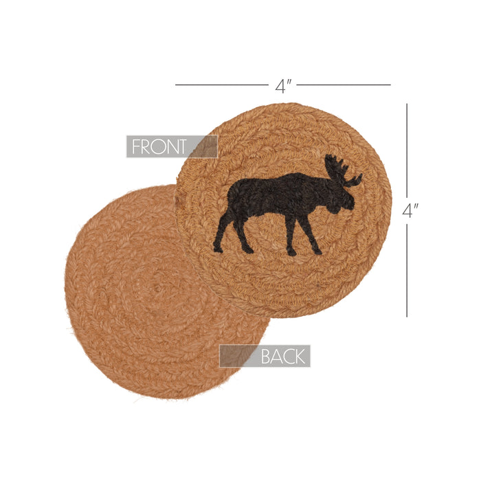 Cumberland Stenciled Moose Jute Coaster Set of 6