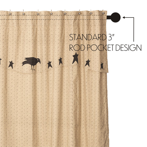 Kettle Grove Shower Curtain with Attached Applique Crow and Star Valance 72x72