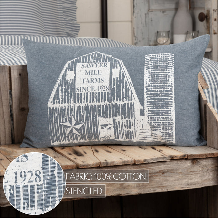 Sawyer Mill Blue Barn Pillow 14x22