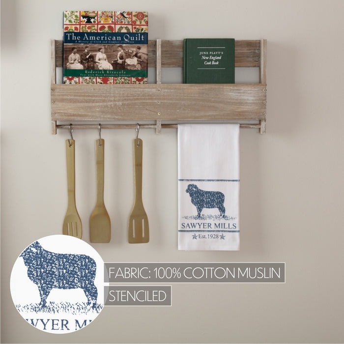 Sawyer Mill Blue Lamb Muslin Bleached White Tea Towel 19x28