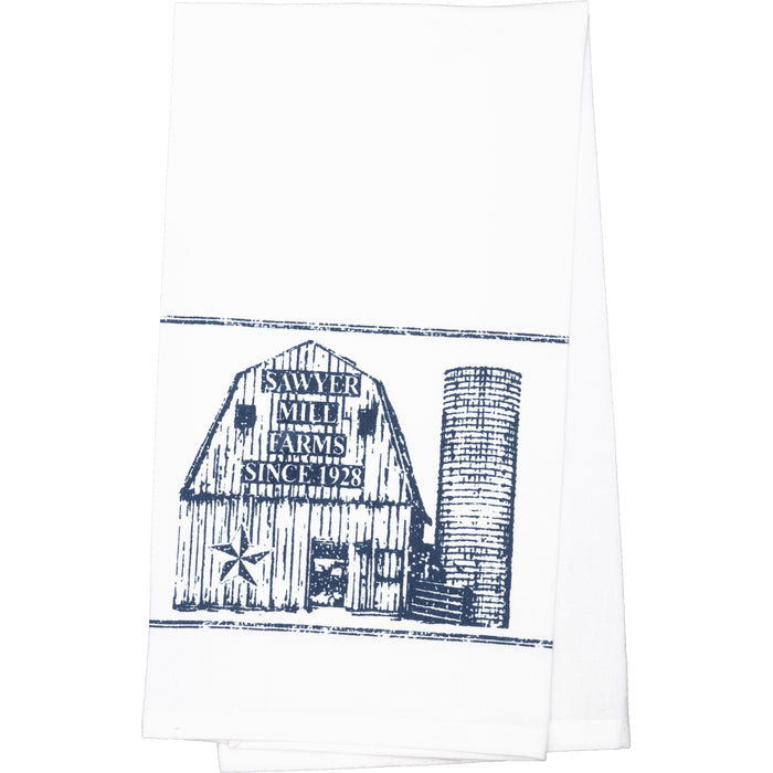 Sawyer Mill Blue Barn Muslin Bleached White Tea Towel 19x28