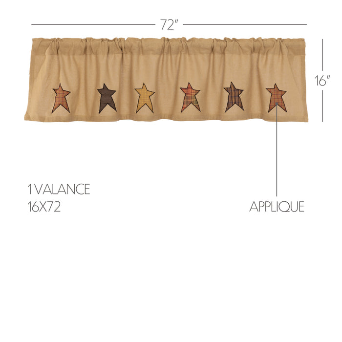 Stratton Burlap Applique Star Valance 16x72