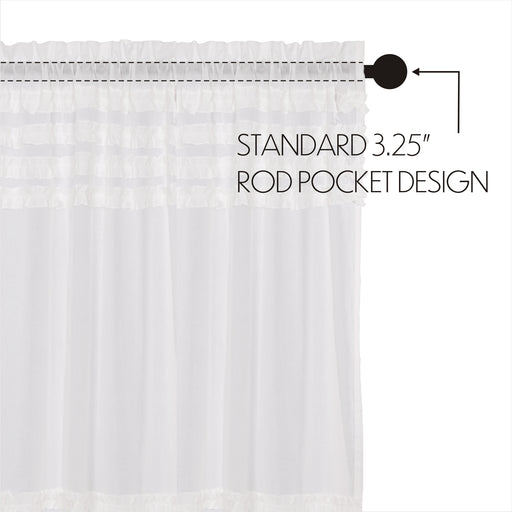 White Ruffled Sheer Petticoat Prairie Swag Set of 2 36x36x18