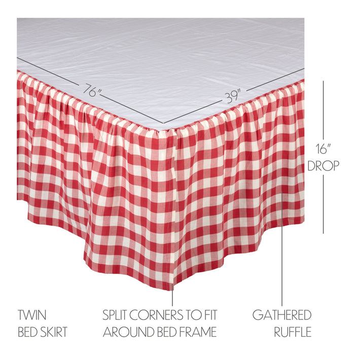 Annie Buffalo Red Check Twin Bed Skirt 39x76x16