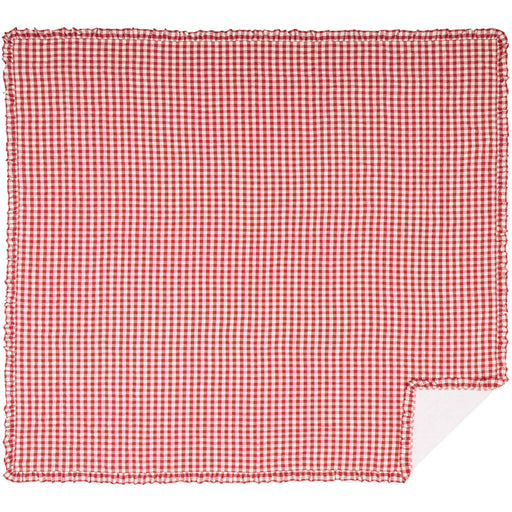 Annie Buffalo Red Check Ruffled California King Quilt Coverlet 130Wx115L