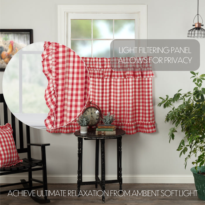 Annie Buffalo Red Check Ruffled Tier Set of 2 L36xW36