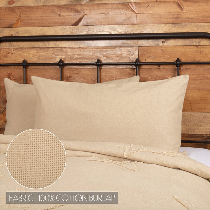 Burlap Vintage King Sham 21x37