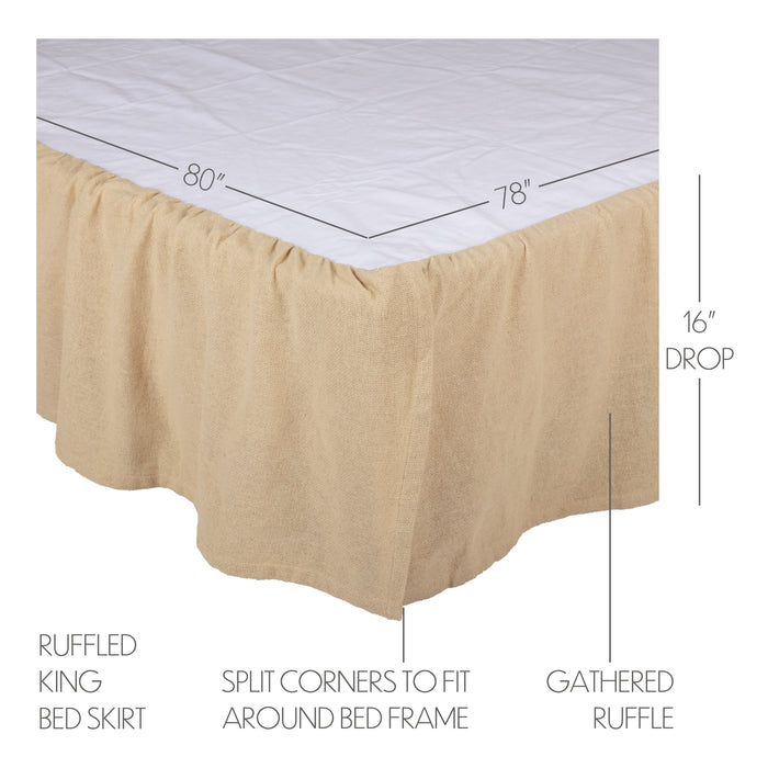 Burlap Vintage Ruffled King Bed Skirt 78x80x16