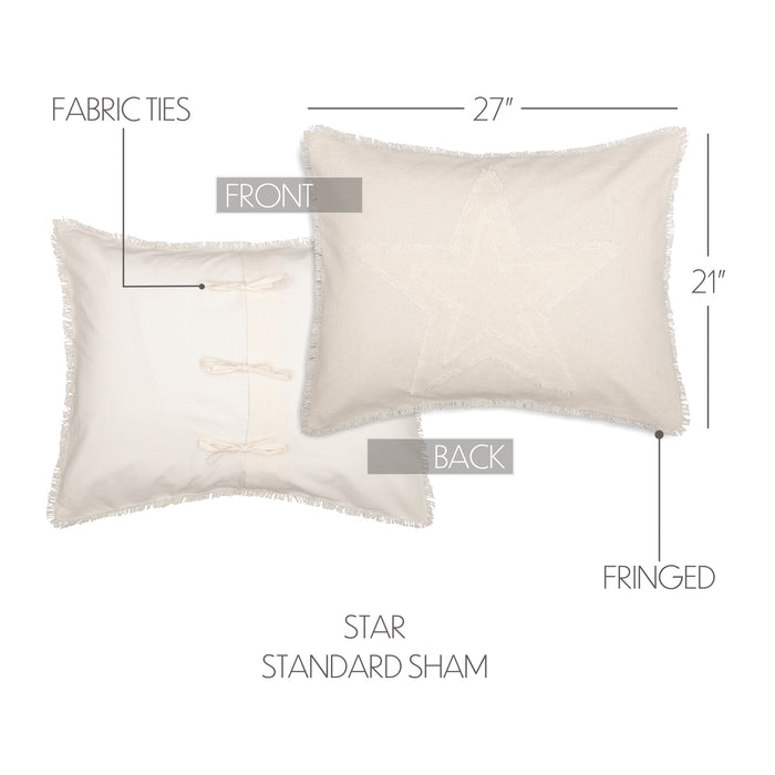 Burlap Antique White Star Standard Sham 21x27