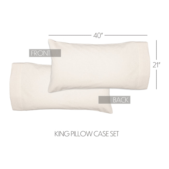 Burlap Antique White King Pillow Case Set of 2 21x40