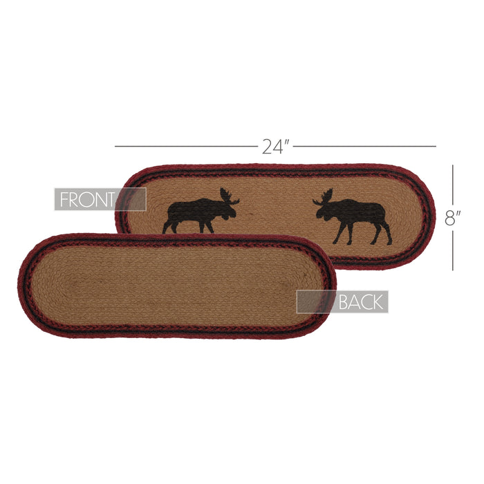 Cumberland Stenciled Moose Jute Runner Oval 8x24