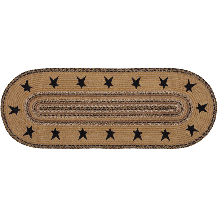 Kettle Grove Jute Runner Stencil Stars Border 13x36