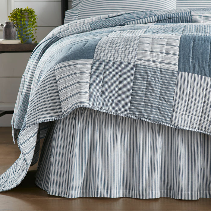 Sawyer Mill Blue Ticking Stripe Queen Bed Skirt 60x80x16