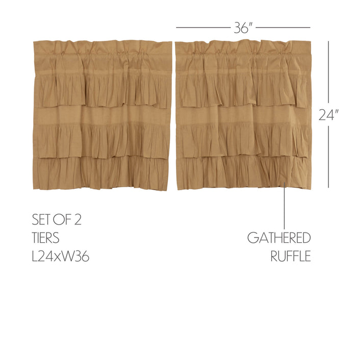 Simple Life Flax Khaki Ruffled Tier Set of 2 L24xW36