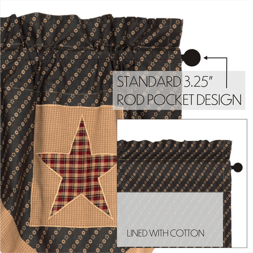 Patriotic Patch Star Block Valance Pleated 20x72