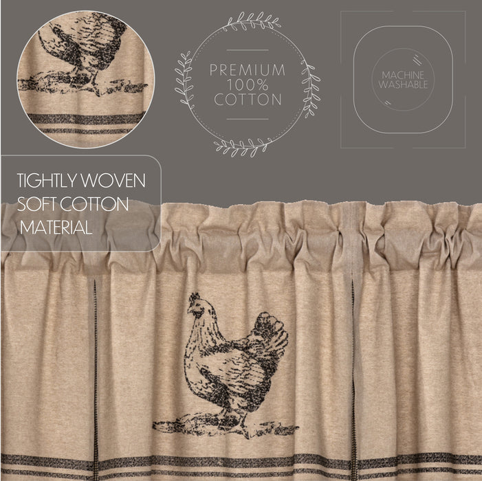 Sawyer Mill Charcoal Chicken Valance Pleated 20x72