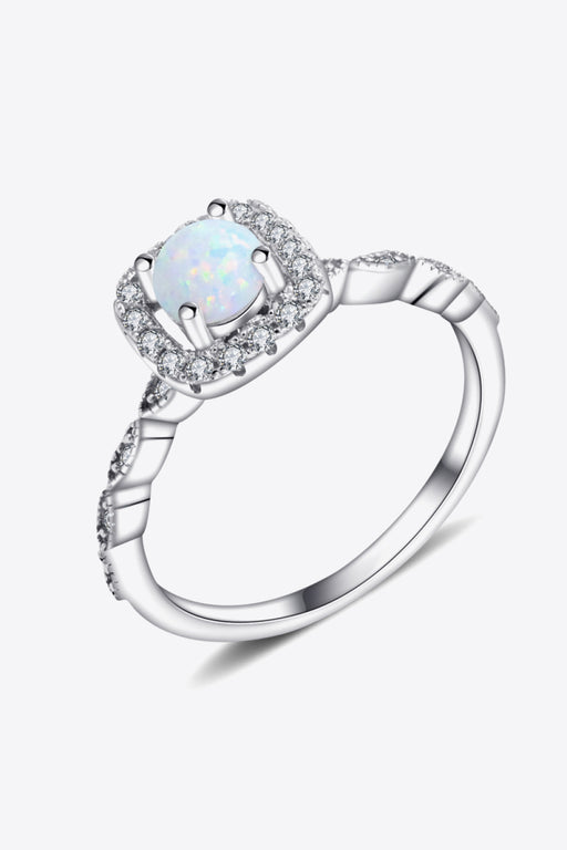 925 Sterling Silver Inlaid Opal Ring Silver