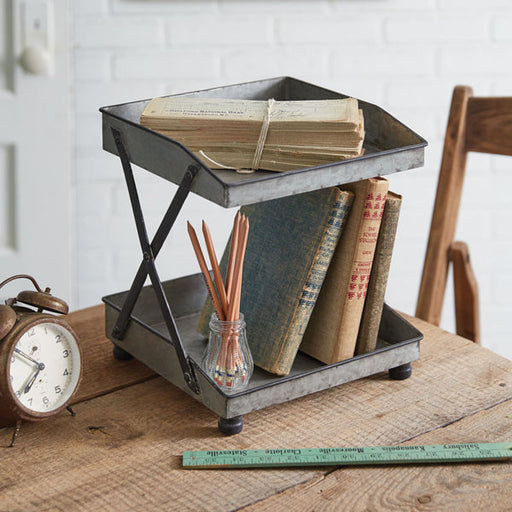 Galvanized Two-Tier Square Tray