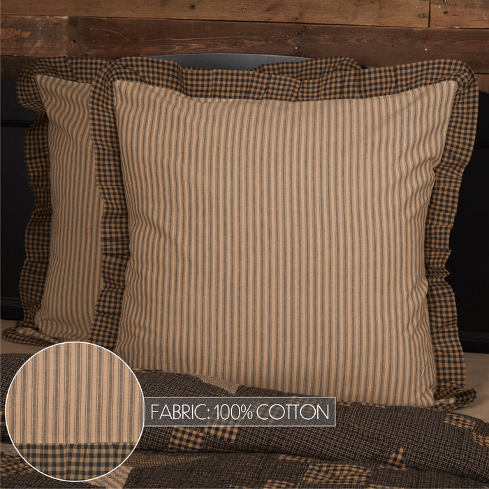 Farmhouse Star Ticking Stripe Fabric Euro Sham 26x26