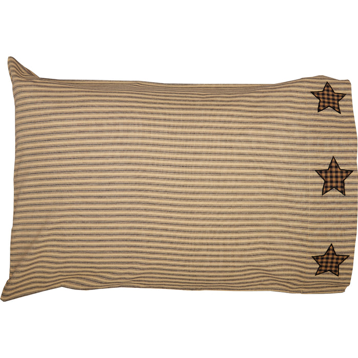 Farmhouse Star Standard Pillow Case w/Applique Star Set of 2 21x30