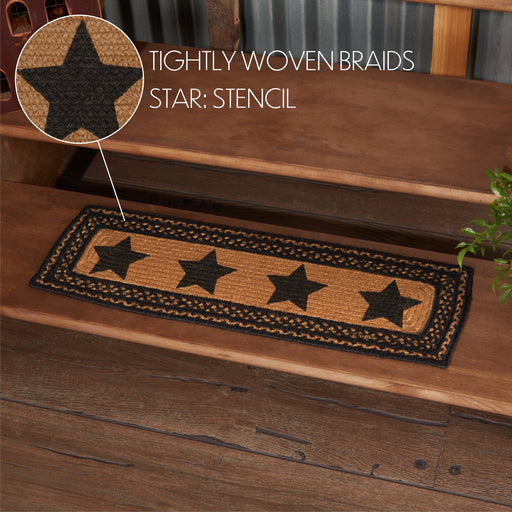 Farmhouse Jute Stair Tread Stencil Stars Rect Latex 8.5x27