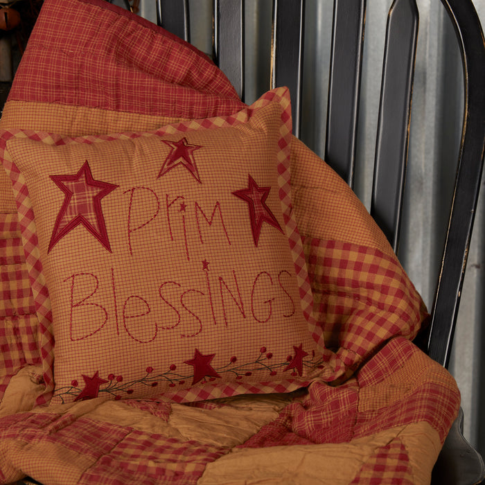 Ninepatch Star Prim Blessings Pillow 12x12