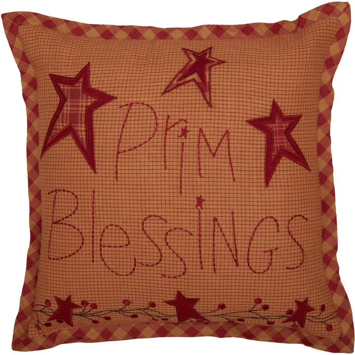 Ninepatch Star Prim Blessings Pillow 12x12