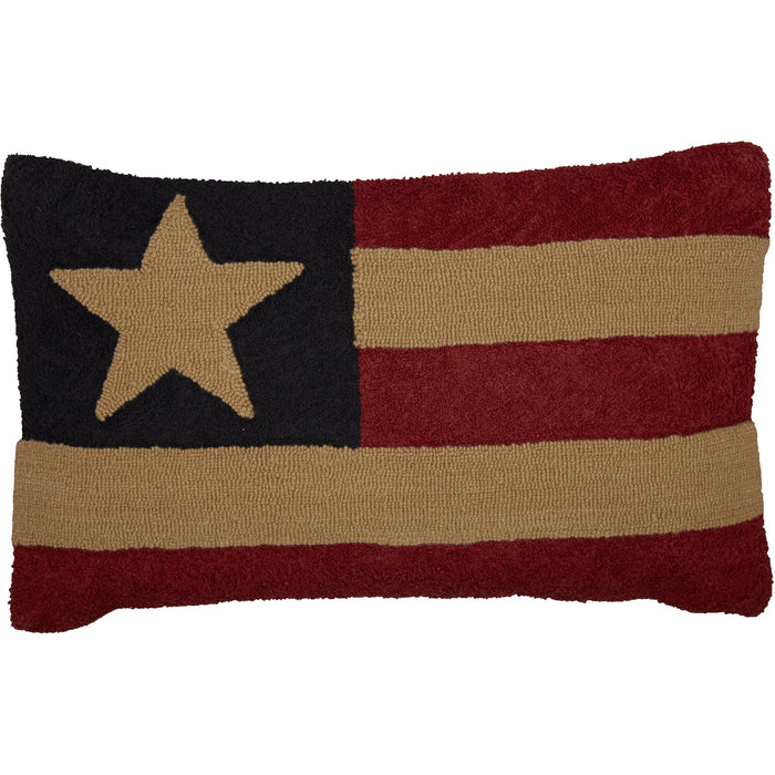 Patriotic Patch Flag Hooked Pillow 14x22